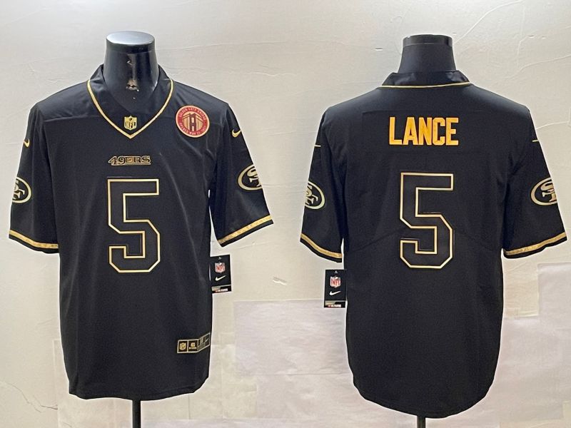 Men San Francisco 49ers #5 Lance Black Gold Throwback 2024 Nike Limited NFL Jersey style 4->san francisco 49ers->NFL Jersey